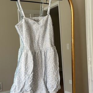 Blue Floral Smocked romper - Lightweight Spaghetti Strap Dress